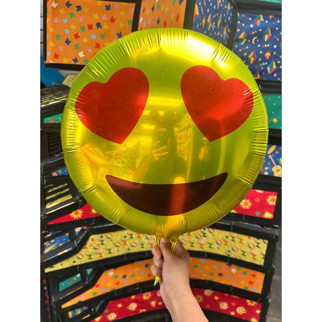 Balão Metalizado Emoji 45cm Bexiga Decorativa para Festa Infantil Aniversário Empresas