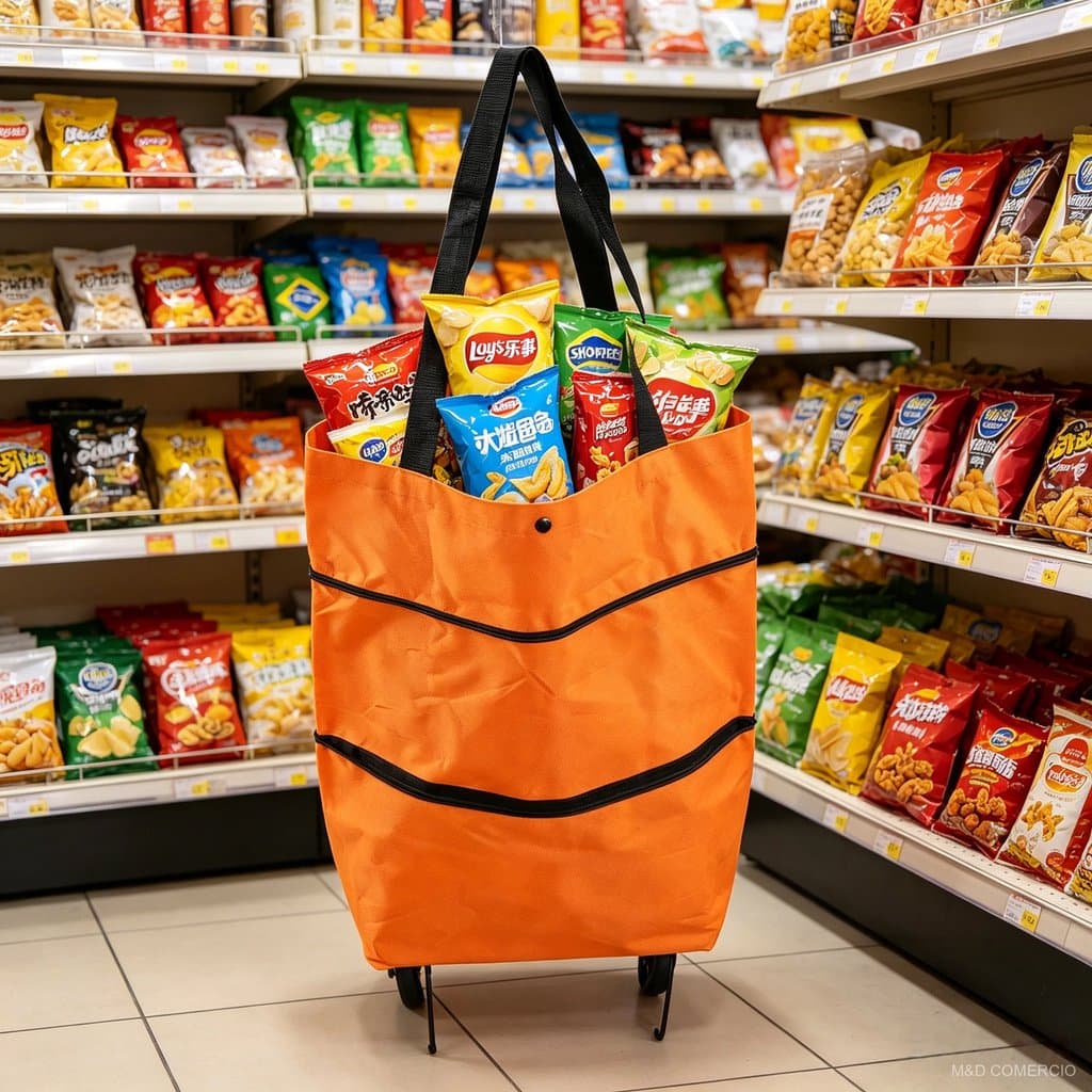 2 Pcs Sacola De Compras Com Roda Arrasto Econômico Portabilidade Flexível Capacidade Adequada Plegável Prático