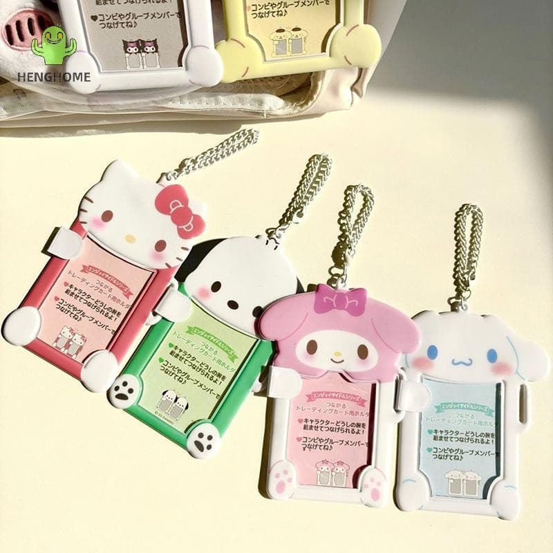 HENGHOME Kawaii Sanrio Hello Kitty Porta-Cartões Fotográficos Cinnamoroll My Melody Capa Para Cartão Pingente Mini Álbum