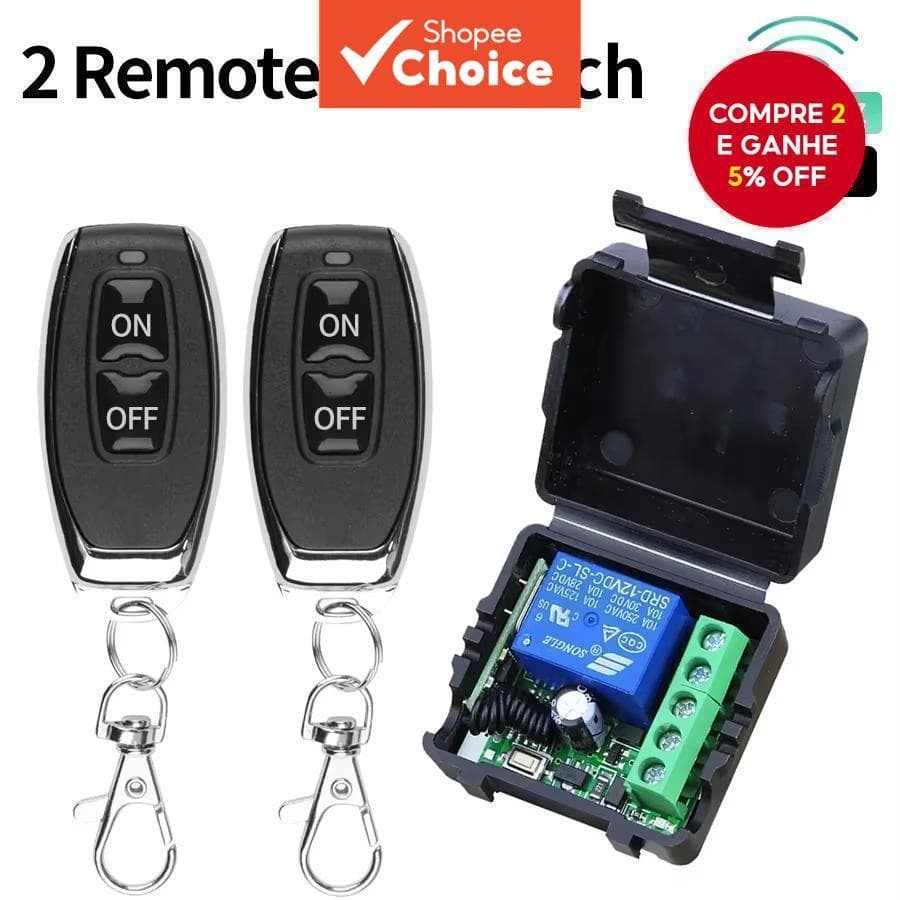 Interruptor Sem Fio De Controle Remoto FR 433Mhz , DC 12V 1CH RF 10A , Receptor De Relé E Transmissor 2CH Para Fechadura