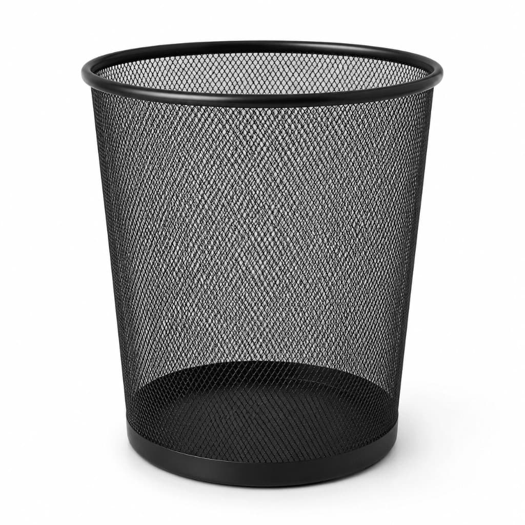 Lixeira de Metal Telada 10L Cesto Lixo Escritório Home Office Quarto Preta