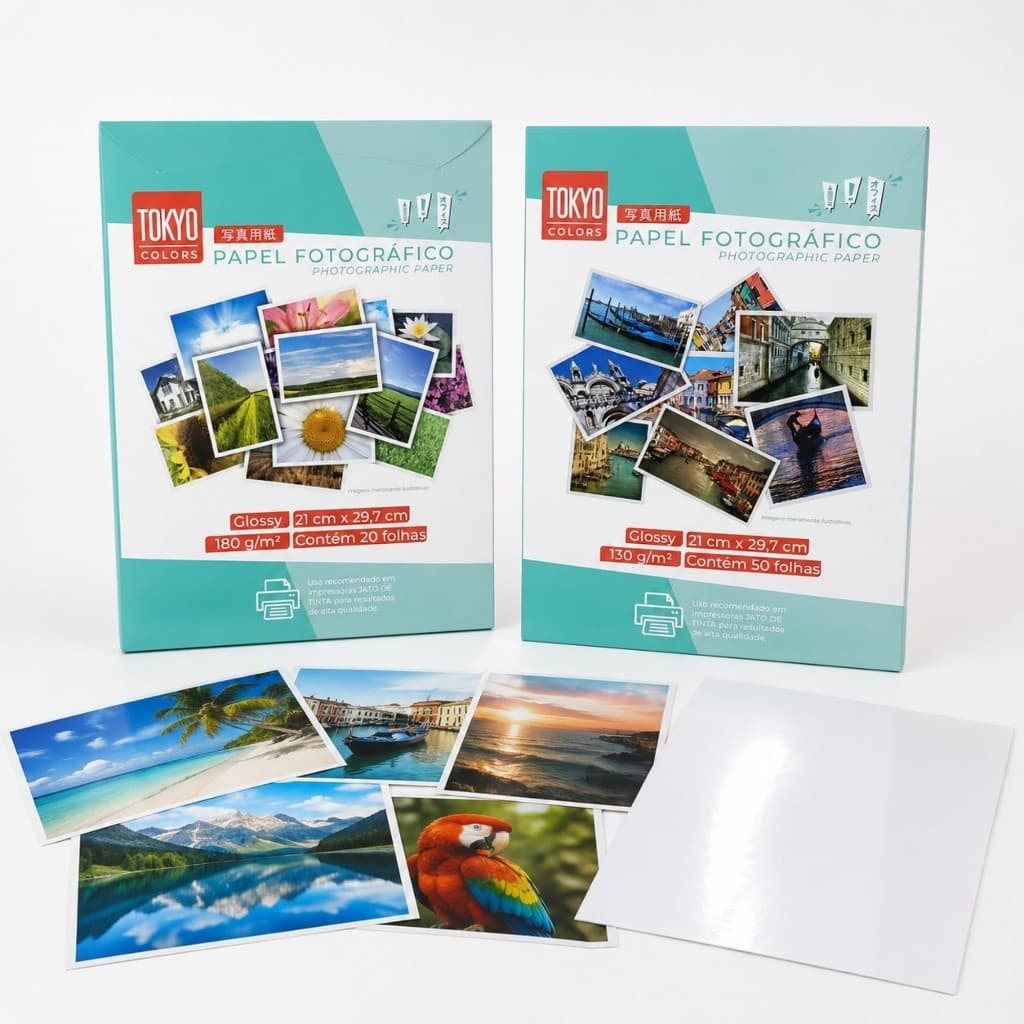 Papel Fotográfico A4 Glossy Brilhante Para Impressora Jato de Tinta Tokyo Colors