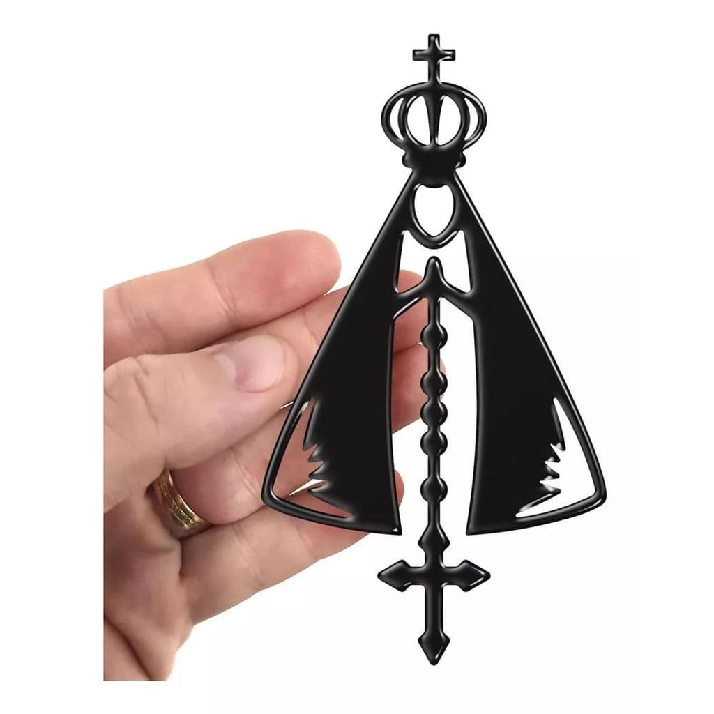 Adesivo Nossa Senhora Com Terço Para Carro Moto 13,7cm