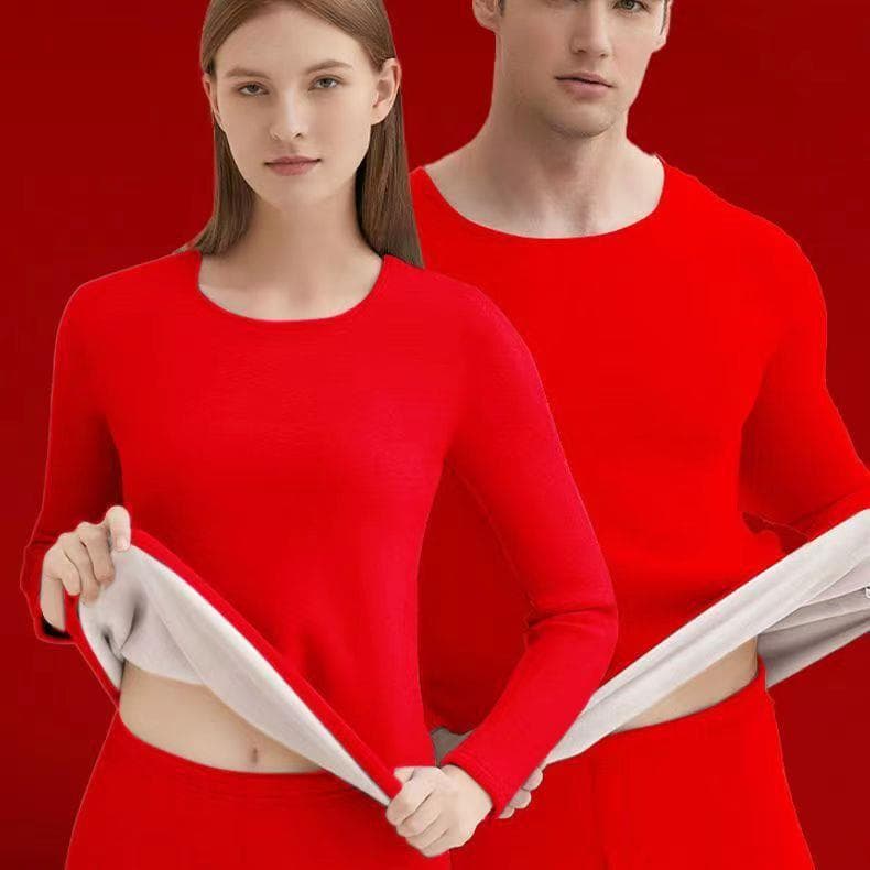 Conjunto de roupa íntima térmica de caxemira, algodão puro feminino, grande, vermelho, presente de casamento, roupas de