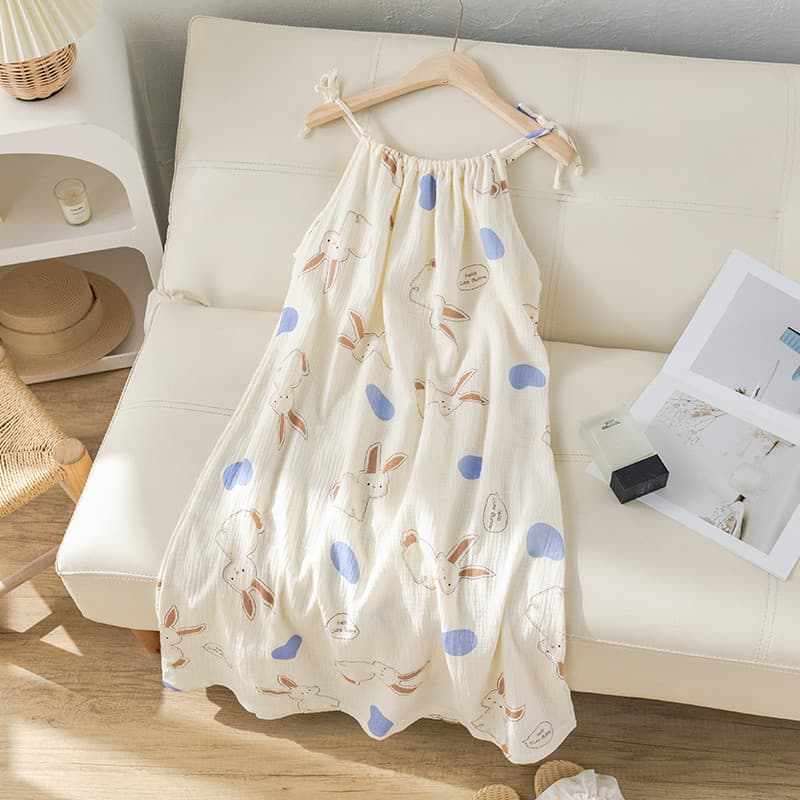 Sling pijamas feminino verão fio de algodão camisola 2025 novo estilo senhoras dos desenhos animados solto estilo fino p
