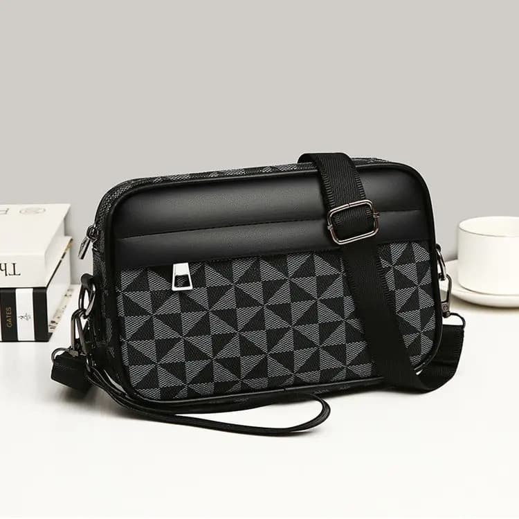 Bolsa Mensageiro Masculina, Nova Chegada, Bolsa Quadrada Pequena de Moda, Bolsa de Ombro em Couro PU, Bolsa Clutch para