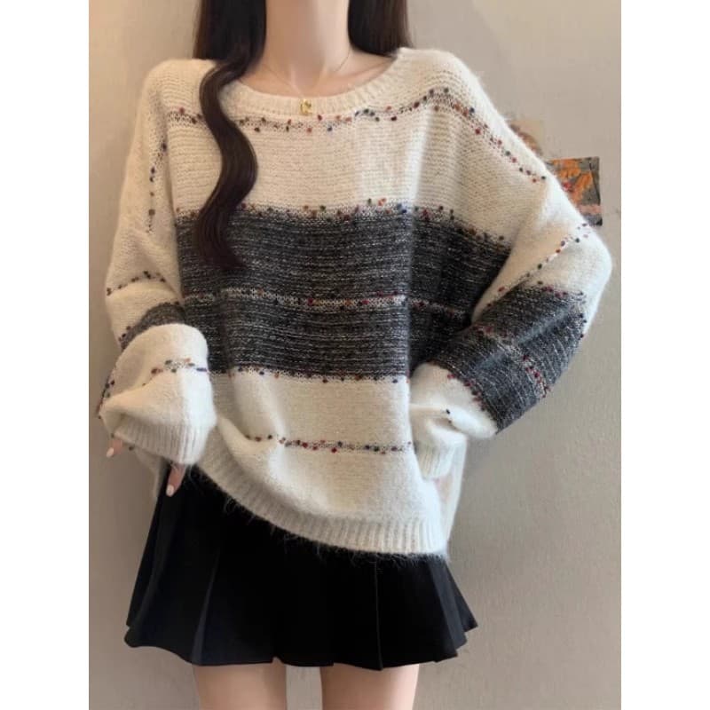 High-End solto preguiçoso camisola de manga comprida malhas outono inverno 2026 novo estilo Plus Size roupas femininas g
