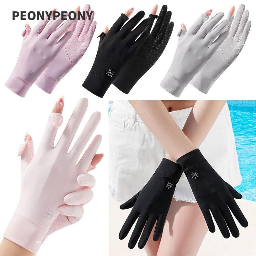 PEONY Luvas Femininas Respiráveis Anti-UV Com Tela Sensível Ao Toque E Protetor Solar