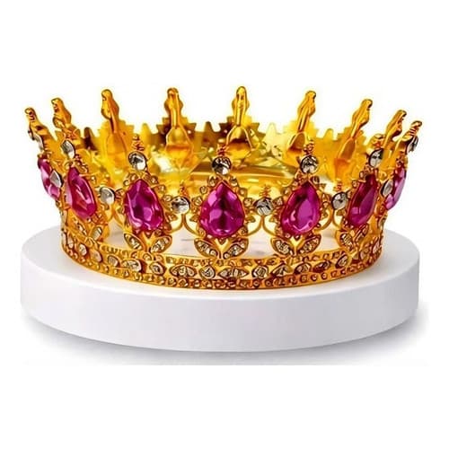 Coroa Dourada Cristal Colorido Topo De Bolo Rainha
