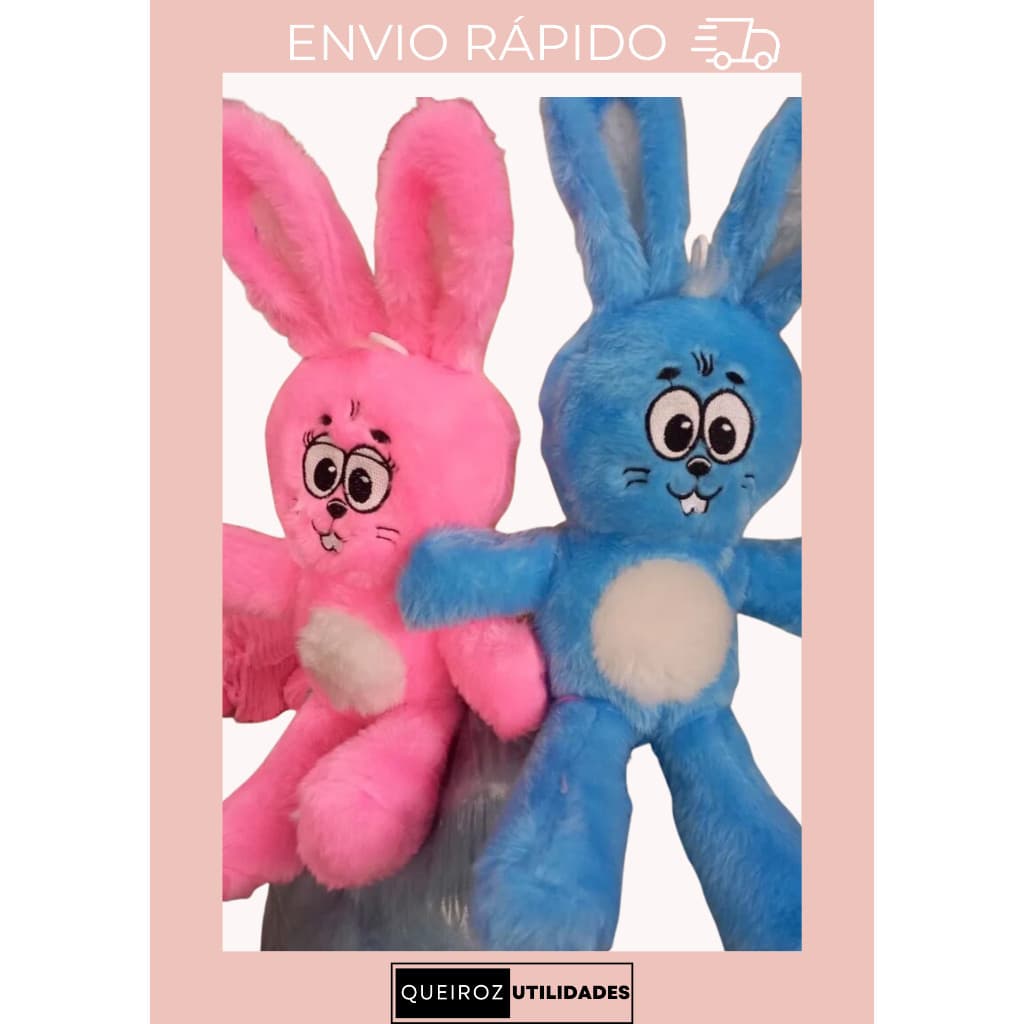 ✦ KIT 2 COELHINHOS SANSÃO – Azul e Rosa ✦ Licenciados da Mônica – Super Fofos e Macios ✦
