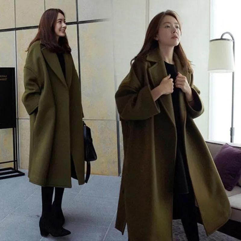 【Ideal Para Outono】Casaco De Lã Feminino De Camada Dupla Espessado/Inverno/Quente/Confortável