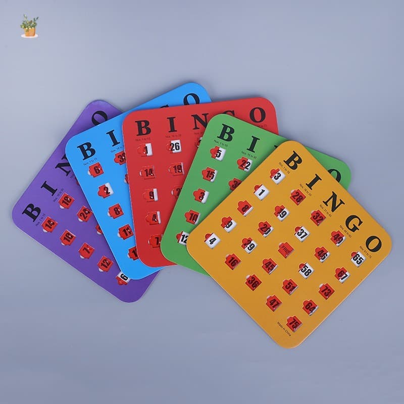 5pcs Cartas De Jogo De Bingo Reutilizáveis Com Capa Deslizante-Tabuleiro De Festa De Fácil Leitura