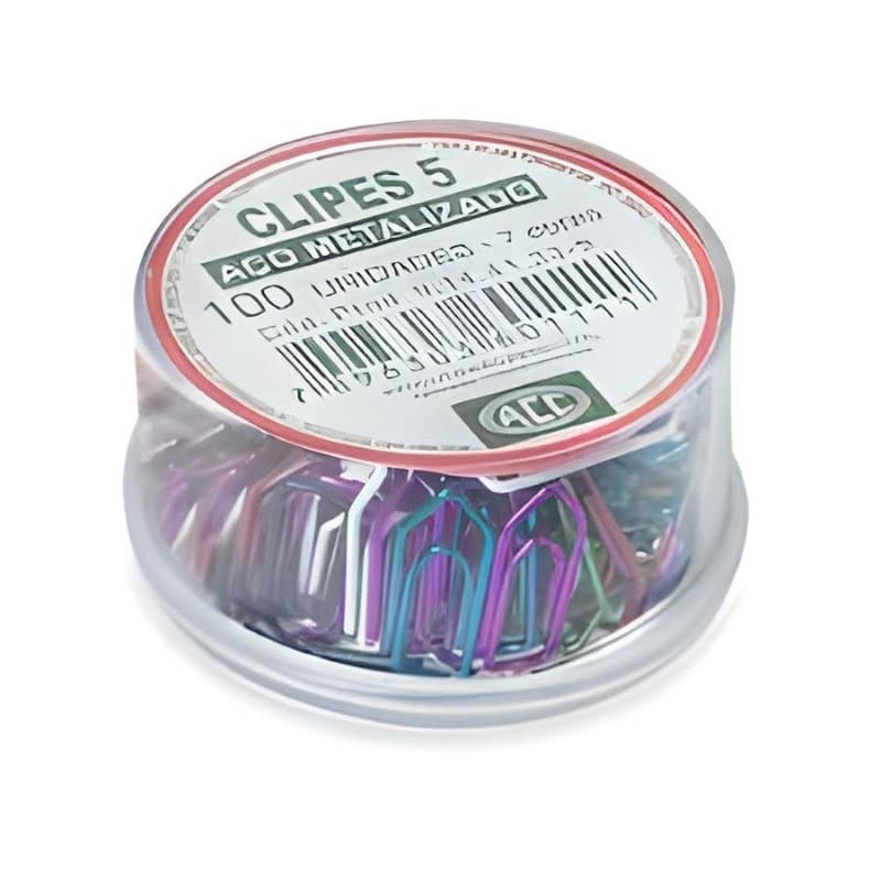 Clips 5 Colorido Caixa Plástica Com 100 peças Acc | Escritório | Papelaria | Organização de Papéis | Uso Diário