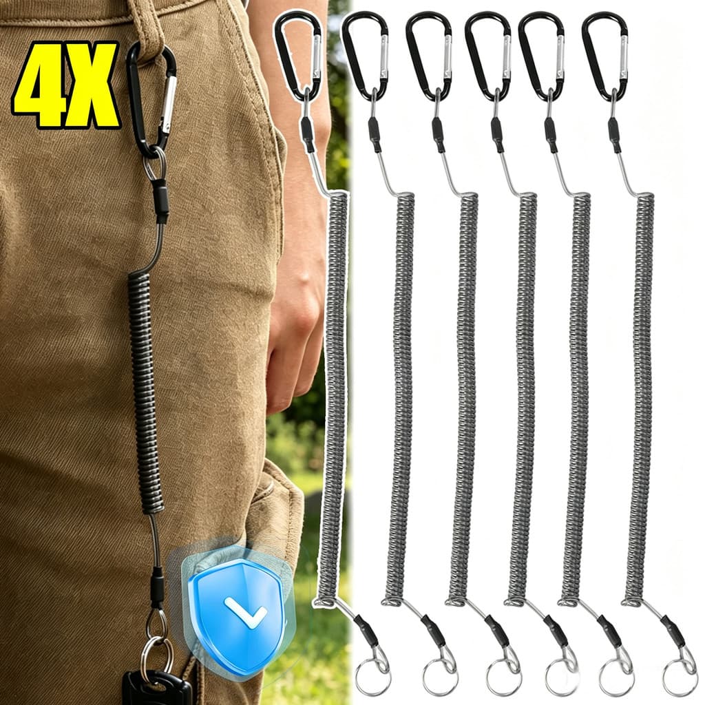 2/4 Pcs 1/2 M Corda Anti-Perda Telescópica Retrátil , Cordão De Segurança À Prova De Roubo Com Chaveiro Mosquetão , Aço