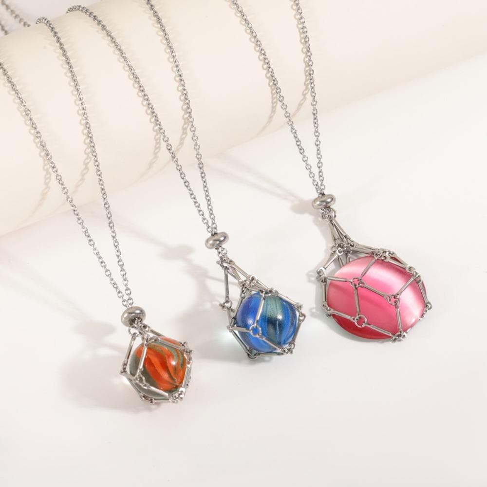 Colar De Aço Inoxidável RLFIBEB , Corrente De Metal , Gaiola De Cristal DIY , Joias De Pescoço