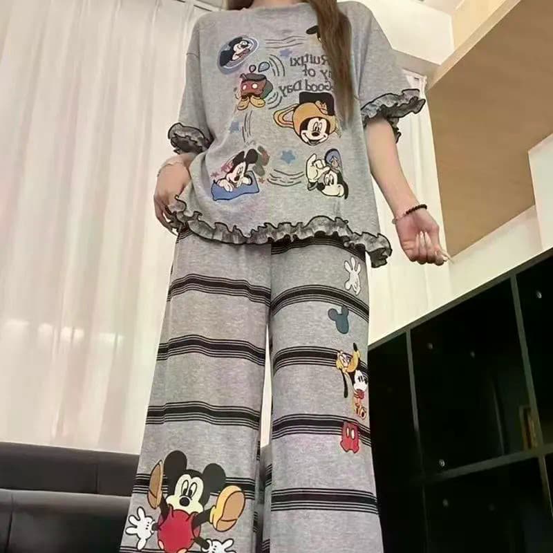 [JTZ] Versão coreana novo estilo de renda calças de manga curta pijamas, ternos de casa para meninas, ternos de pijama s