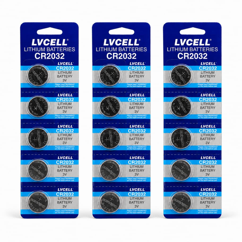 Kit 15 Baterias LVCELL CR2032 3V Lítio 3 Cartelas