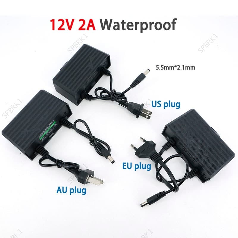 À Prova D'água 5.5mm * 2.1mm AC 100-240V Para DC 12V 2A 2000ma Adaptador De Fonte De Alimentação De Parede Câmera CCTV A