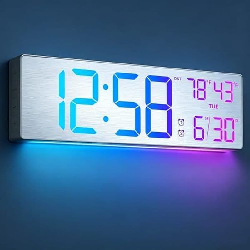 2026 Atualiza莽茫o Rel贸gio De Parede Digital Grande De 18.5 " Com Controle Remoto , Display LED Rel贸gios Digitais Luz Notu