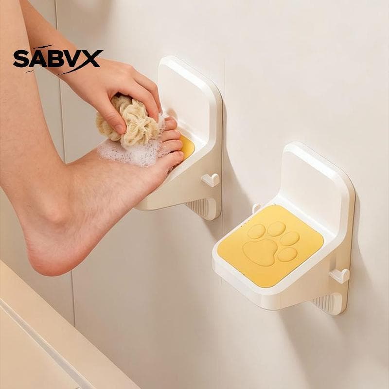 SABVX Não Perfurado Autoadesivo Banheiro Pedal Descanso Antiderrapante Barbear Perna Passo Auxílio Montado Na Parede Chu