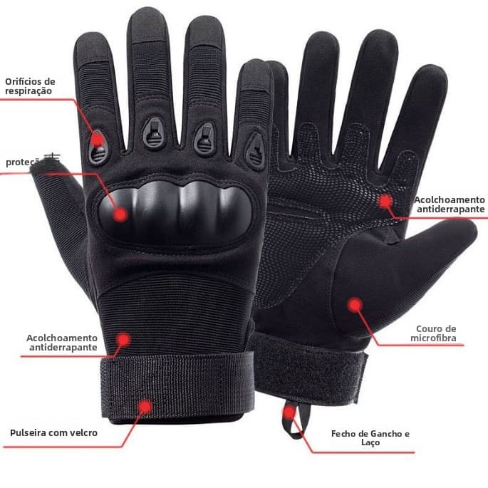 Luvas táticas de dedo inteiro para homens, luvas de treinamento para motociclismo, luvas protetoras antiderrapantes para