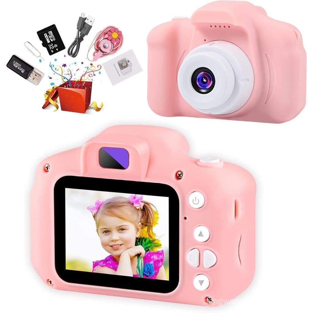 Câmera digital infantil, câmera para bebês, infantil com tela de 2 polegadas e cartão SD de 32GB, câmera infantil