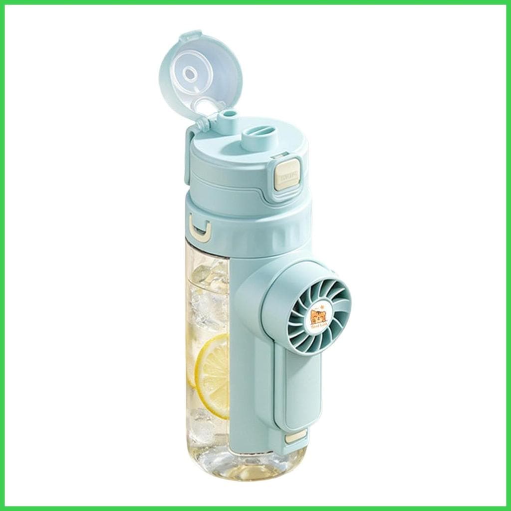 Garrafas De Água Com Canudo Portátil Ventilador USB Recarregável Hidratação Garrafa Potável Para Academia dinntbr