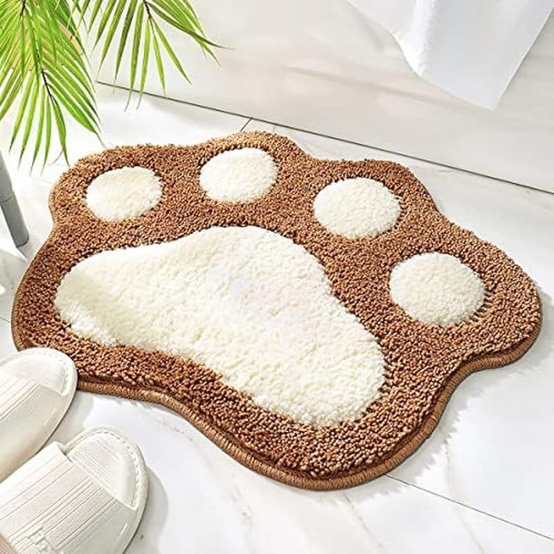 Tapete De Banho Em Forma De Pata Molesun , Banheiro Fofo Antiderrapante Chuveiro Grosso Absorvente De Água De Microfibra
