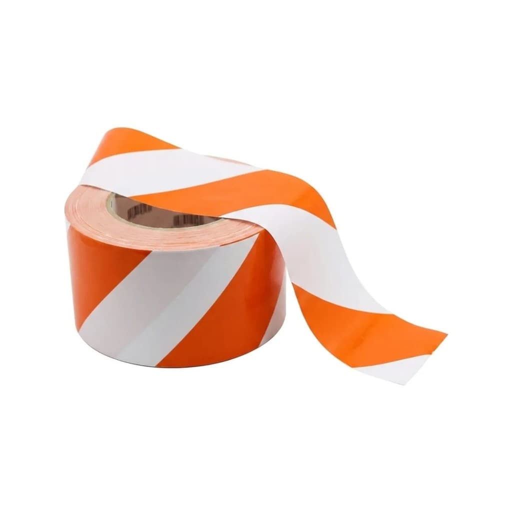 Fita Zebrada Laranja Branco Sinalização 200mx7cm Isolamento