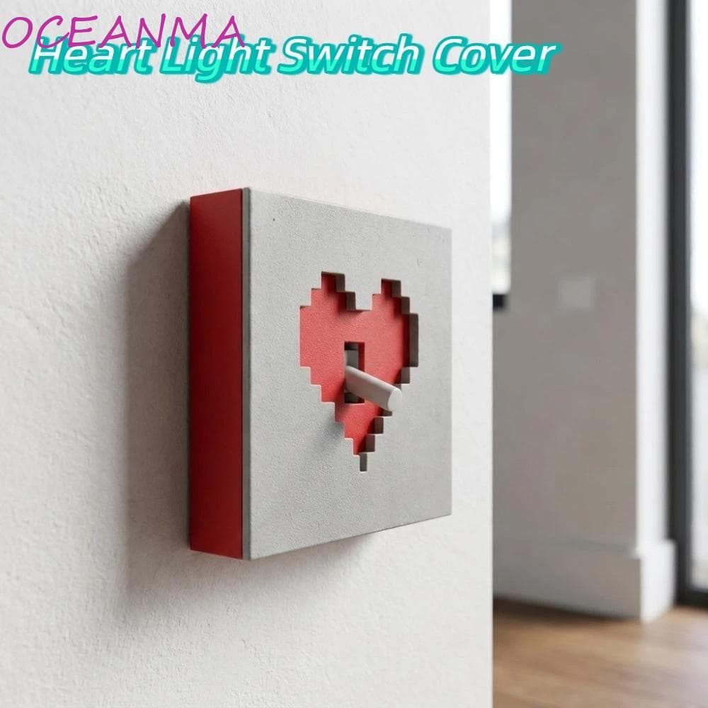 Tampa Do Interruptor De Luz De Coração OCEANMA Pixel , Concha De Decoração De Placa De Parede Removível Impressa Em 3D ,