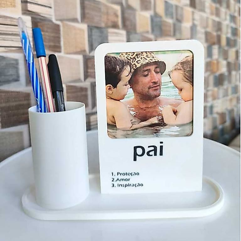 Porta-retrato Pai – com porta lápis/caneta ou miniaturas pai e filho - Dia dos Pais