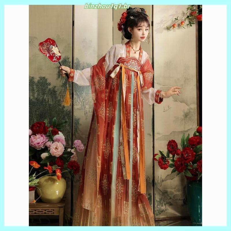 Ouça o mar Original Hanfu Tang Made Recovery Bordado Saia na altura do peito Estilo Fada Commuter Diário Primavera Verão