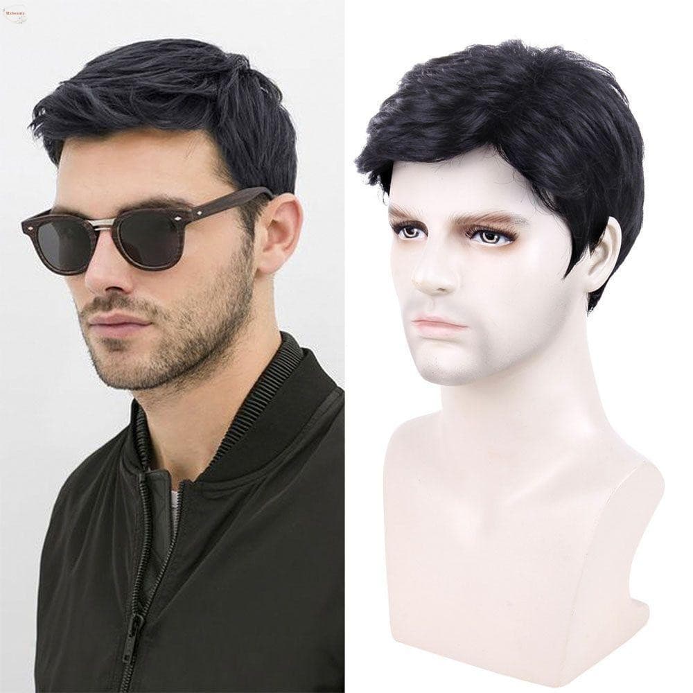 Peruca Masculina MXBEAUTY, Estilo em Camadas Moderno, Adequada para Uso Diário, Cabelo Sintético Natural, Peruca Curta O