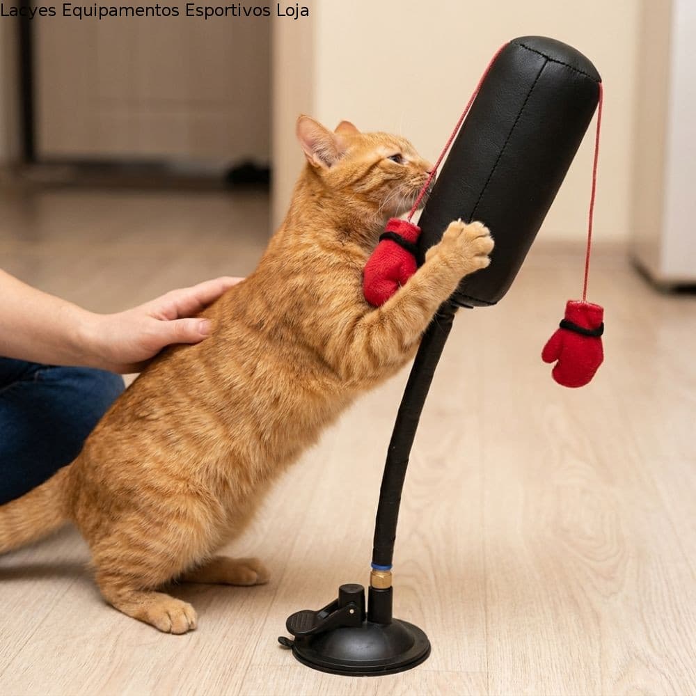 Brinquedo de saco de boxe para animais de estimação LACYES, Boxer de gato autônomo, com ventosa, brinquedo de jogo