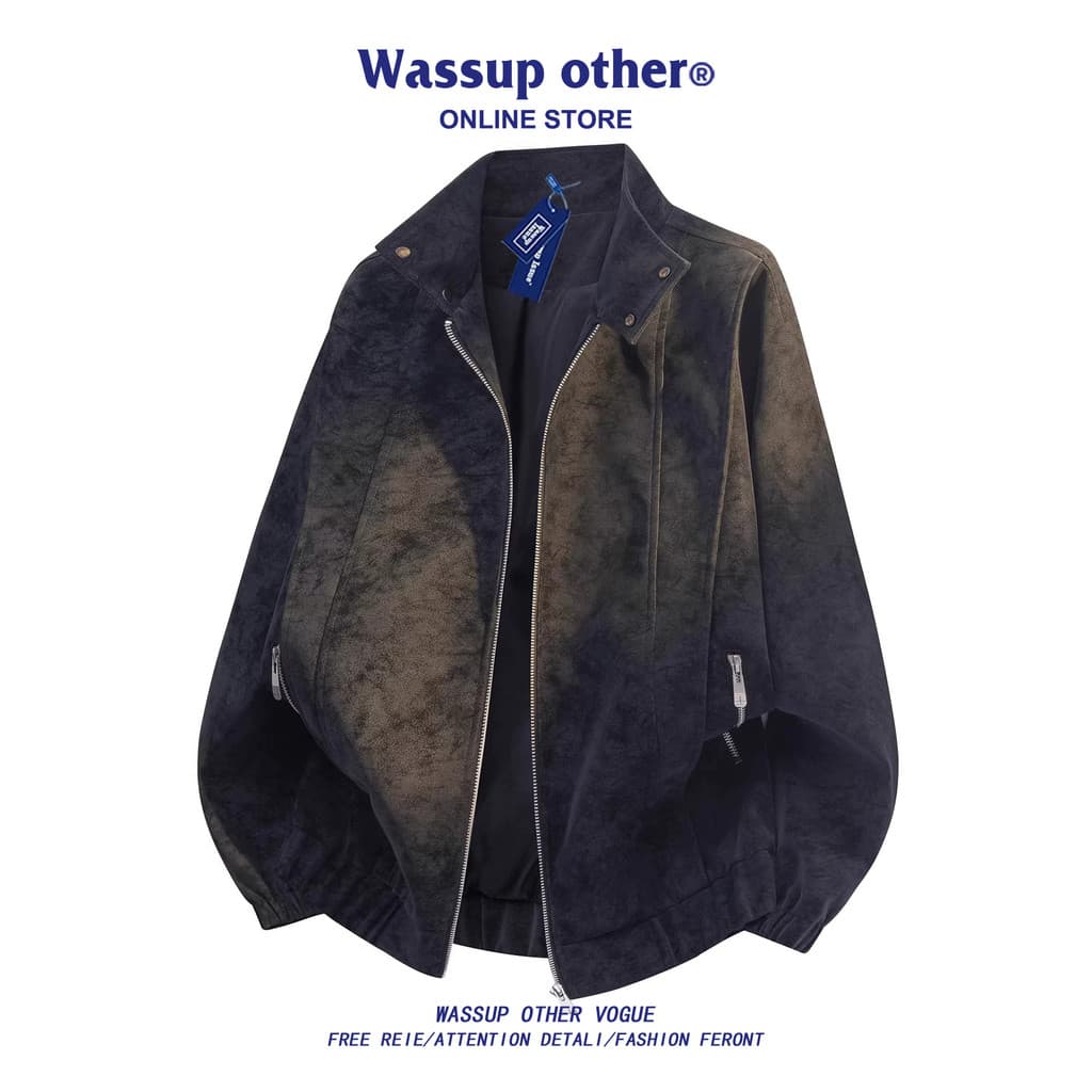 WASSUP OUTRO Americano Retro Flight Jaqueta De Couro Homens Primavera Outono Novo Estilo Gola Jaqueta De Couro Macacão J