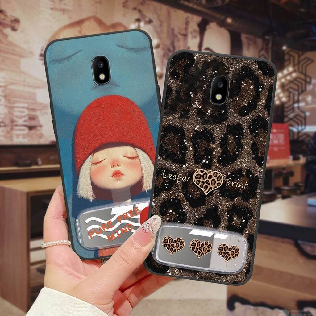 Bolsa De Telefone Capa Durável Para Samsung Galaxy J530/J5 2017 Pro Suporte Anti-knock TPU Bordado Espelho De Maquiagem