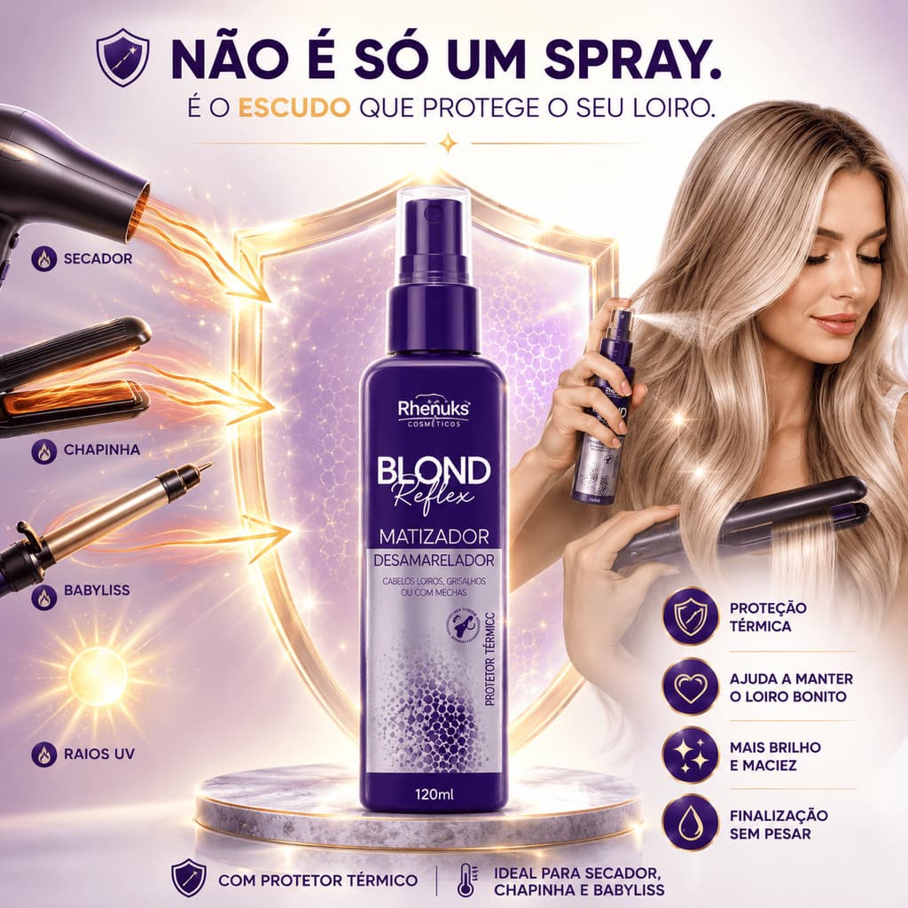 Spray Térmico Matizador Blond Reflex Protetor Térmico Desamarelador 200 ml