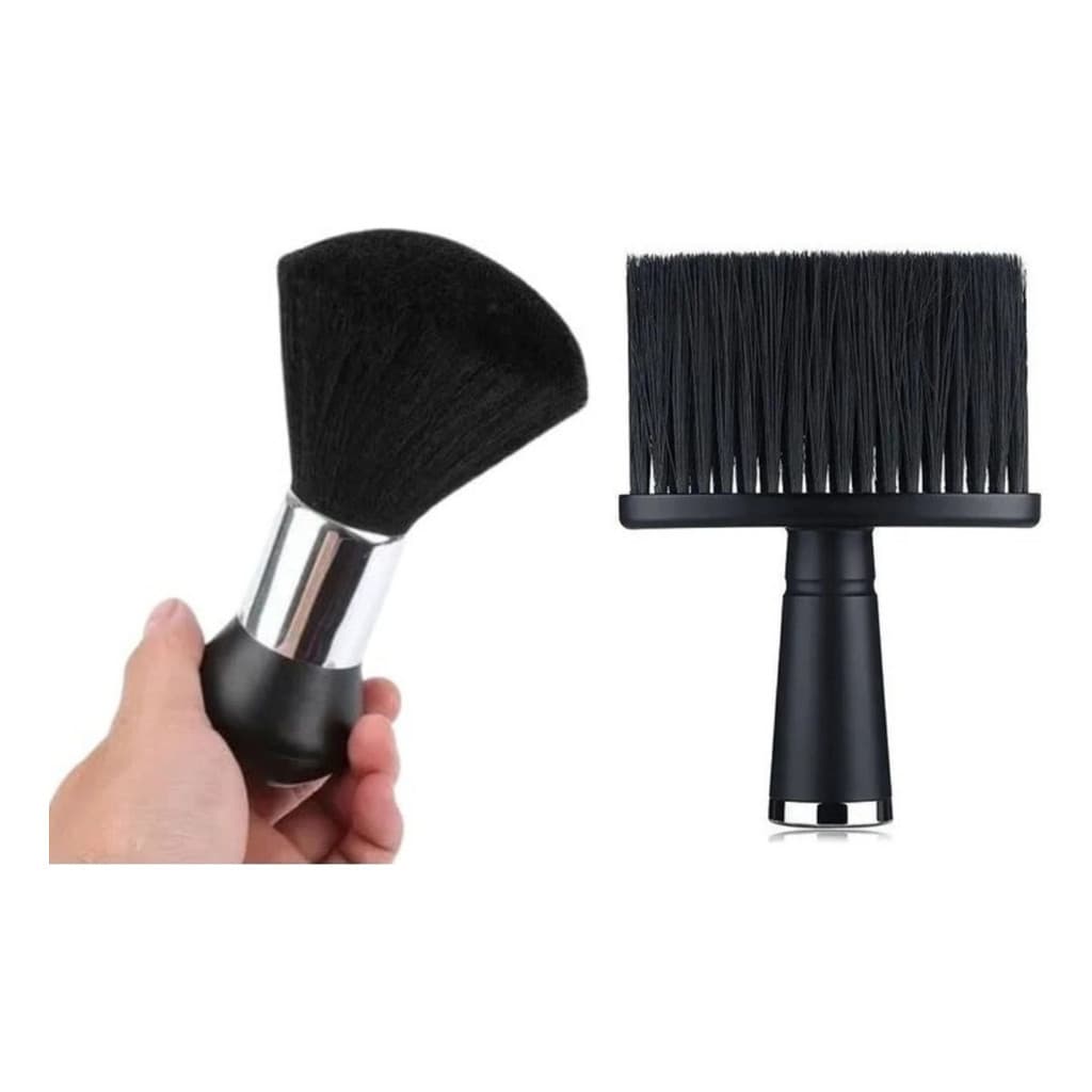 1. Kit 2 Espanadores Profissionais para Cabeleireiro e Barbeiro Limpeza de Corte Preto