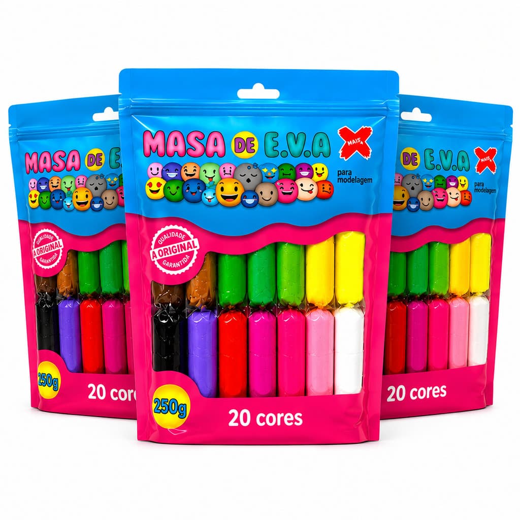 Massinha de Modelar EVA 250g 20 Cores Super Macia Não Tóxica Artesanato Escolar DIY Fácil de Modelar