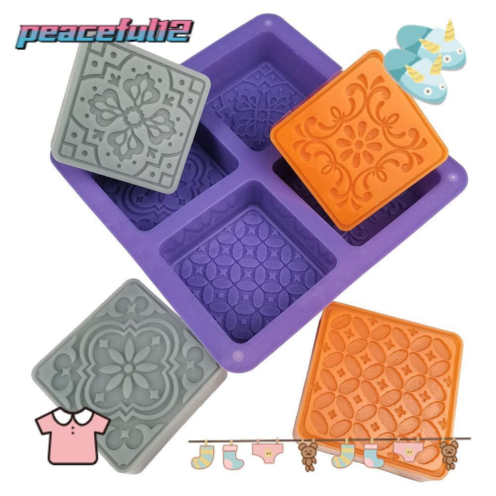 PEACEFUL12 Molde de Silicone para Sabonete em Forma de Flor, Suprimentos 3D DIY, Molde de Sabonete Artesanal com 4 Furos
