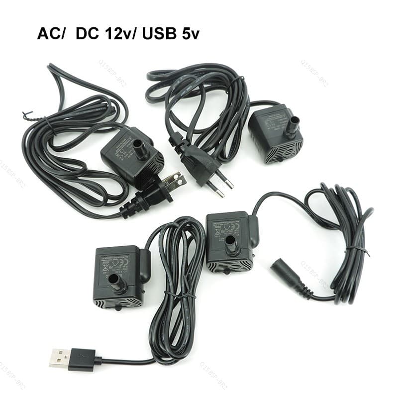 AC DC 220v 12V 5V USB Bomba De Água Ultra-Silencioso Mini Fonte Sem Escova Elevador Submersível Aquário Circulando Peixe