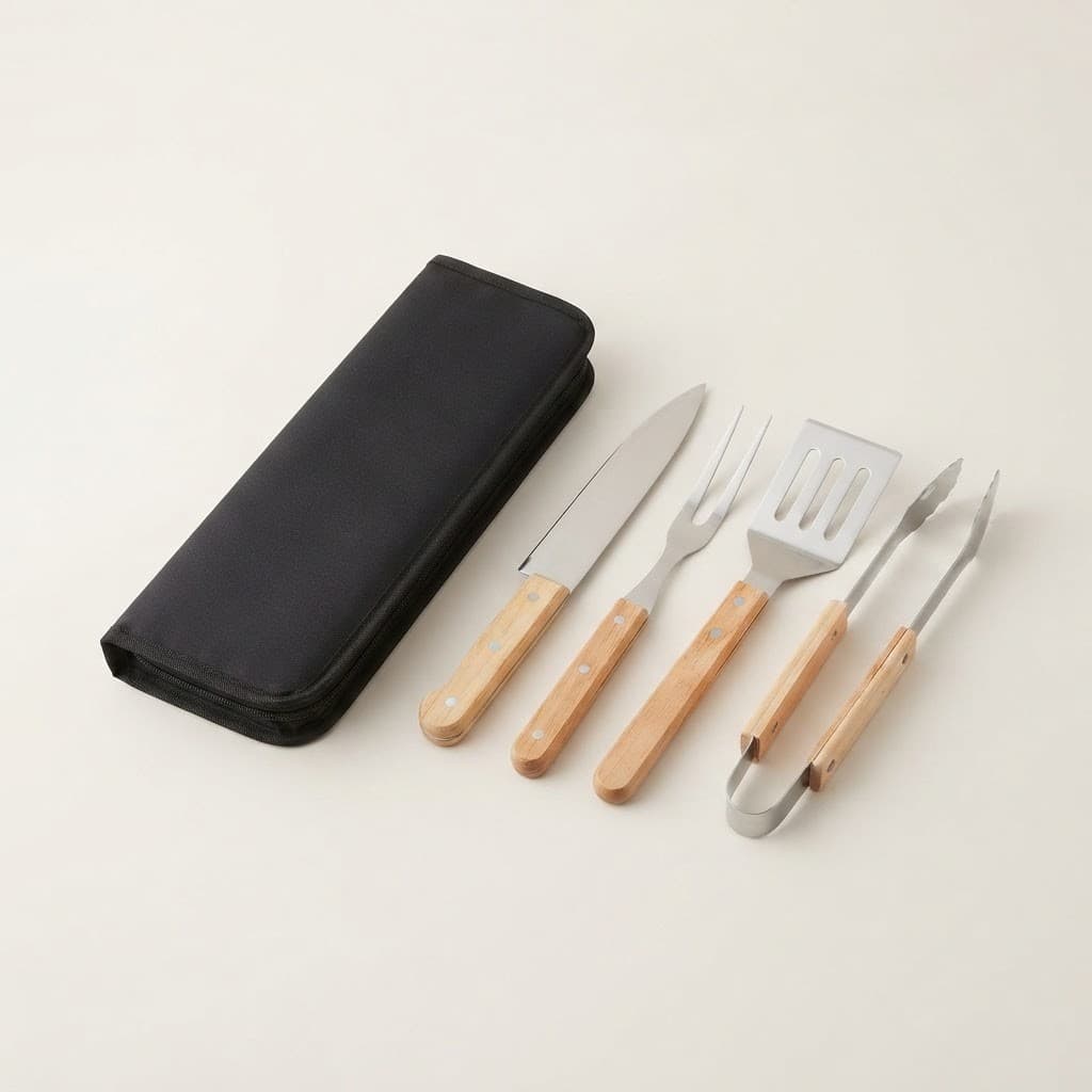 KIT Estojo de Churrasqueiro Churrasco Presente Dia dos Pais Maleta Estojo Espátulas Faca Pegador Luva