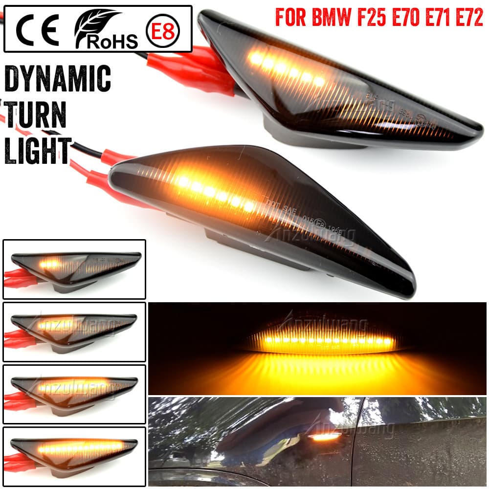 LED Marcador Lateral Dinâmico Sinal De Volta Pisca Fluindo Água Piscando Luz Para BMW X3 F25 X5 E70 X6 E71 E72 2007-2014