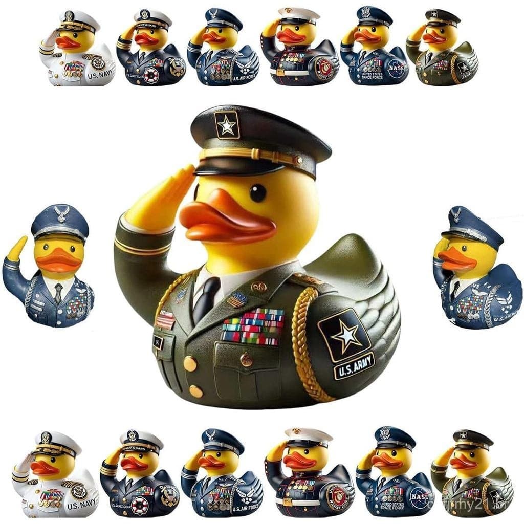 Pato Homenagem a Veteranos, Pato Militar com Uniforme de Saluto, Patos Veteranos com Uniforme Militar do Exército