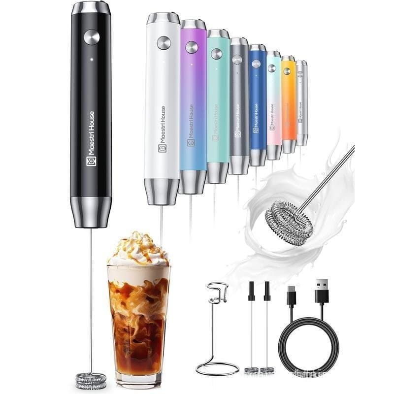 Espumador de Leite Portátil para Café, Recarregável e à Prova d'Água, Batedor Elétrico de Aço Inoxidável, Misturador de