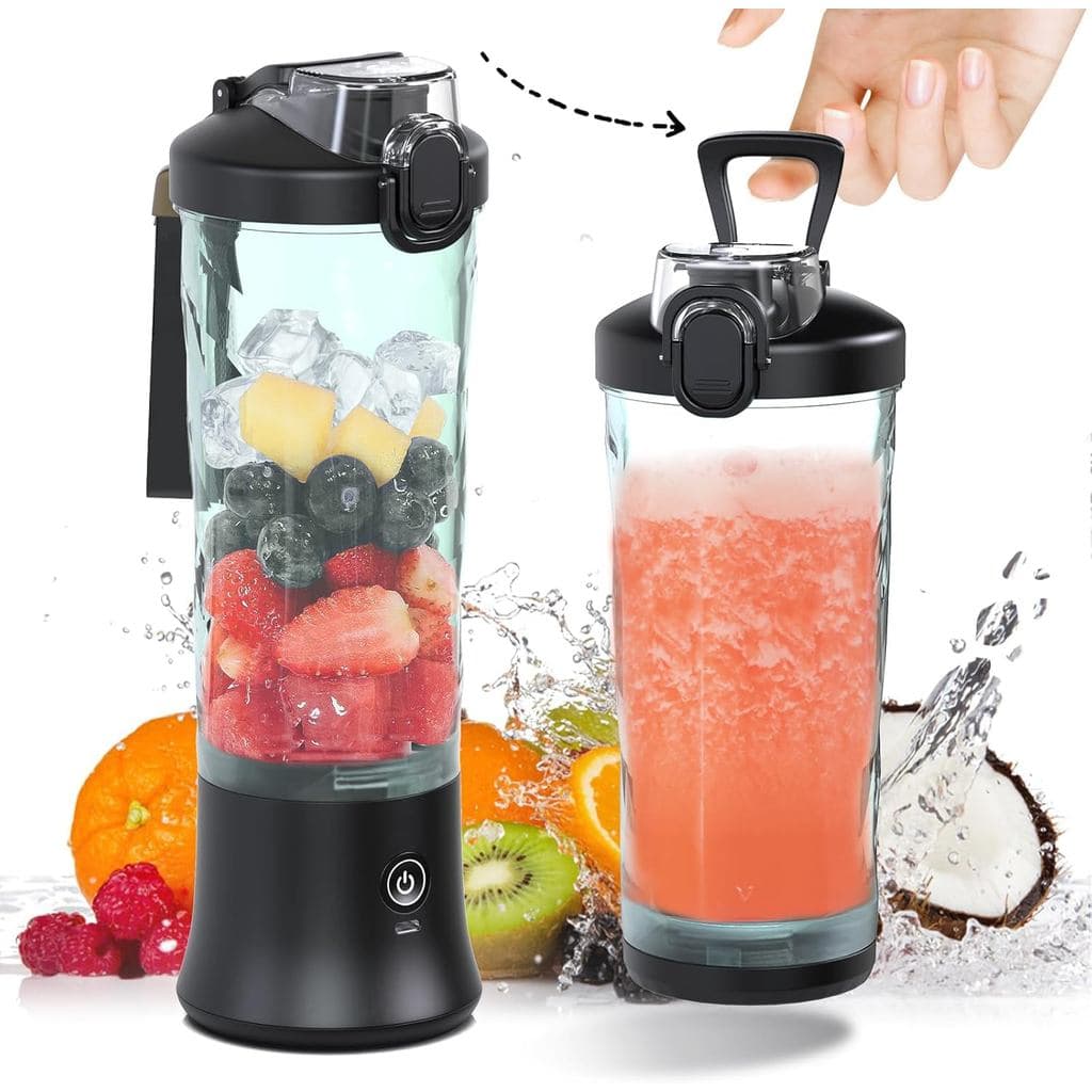 Liquidificador Portátil DENOKIN, para Shakes e Smoothies, Liquidificador Pessoal Sem Fio de 20oz com 6 Lâminas e Tampa p