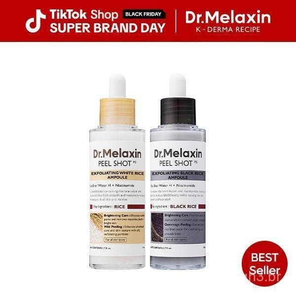 [Dr.MelaxinOfficial]Ampola Esfoliante PeelShotGlowRice, esfoliação suave para rosto e corpo