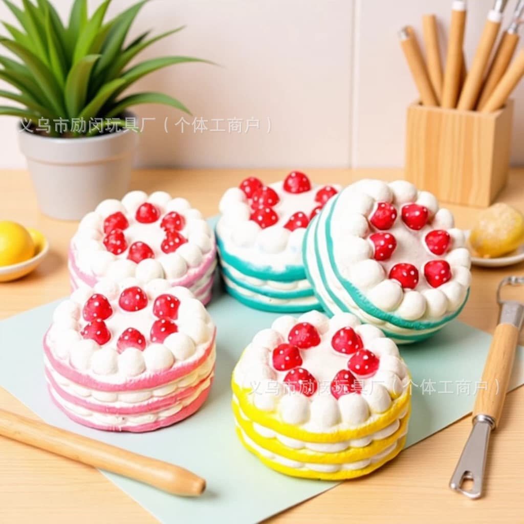 Venda quente squishy bolo de morango pitada divertido brinquedo de descompressão recuperação lenta simulação comida brin
