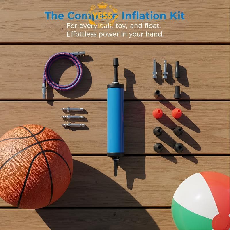 YESS Conjunto De Mini Bomba De Ar Manual De 10 Peças Para Bola De Futebol , Kit Inflável Fácil De Transportar Com Agulha