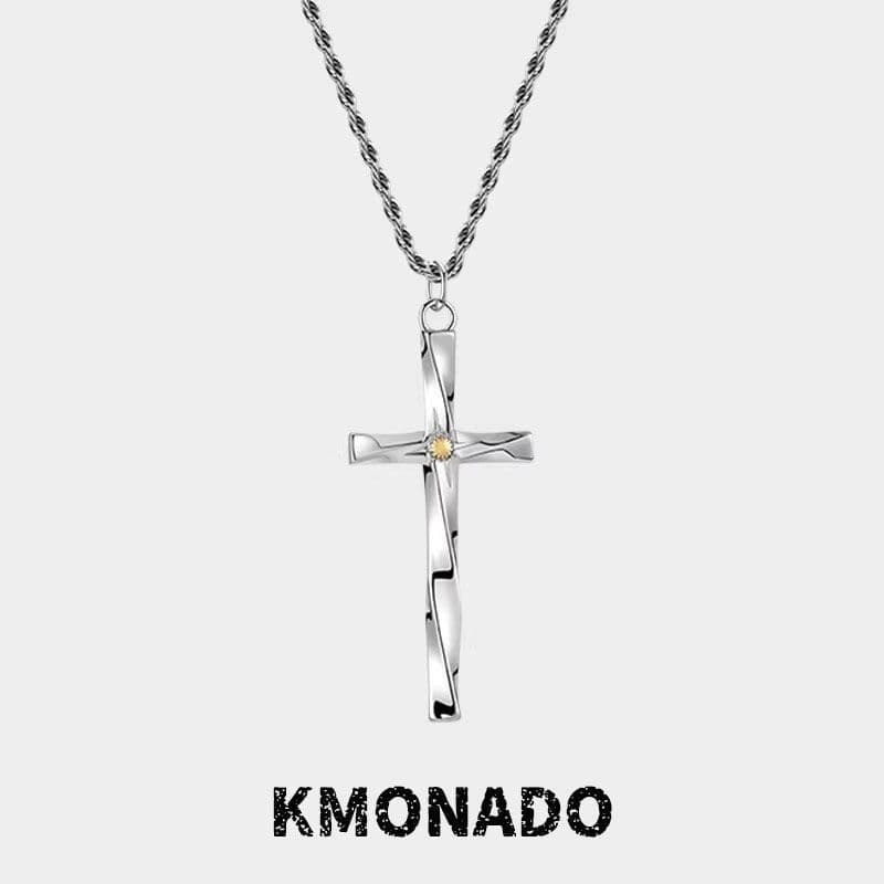 Colar espiral cruz titânio aço colar não desbota na moda All-Match único pingente temporada de formatura enviar colegas